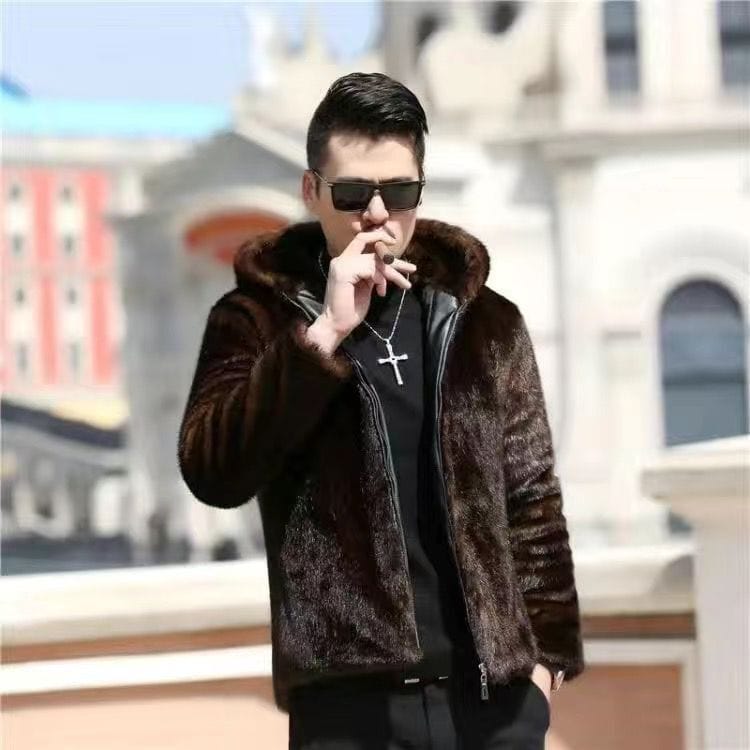 2022 Autumn Winter New Men&#39;s Faux Mink Fur Coat Lapel Thick Warm Jackets Fashion Mens Eco-Friendly Faux Fur Coats Jackets L49