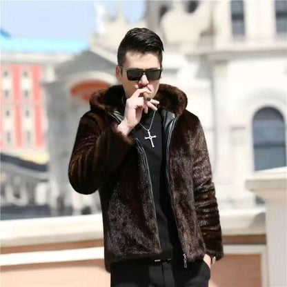Autumn Winter New Men's Faux Mink Fur Coat Lapel Thick Warm Jackets Fashion Mens Eco-Friendly Faux Fur Coats Jackets L49