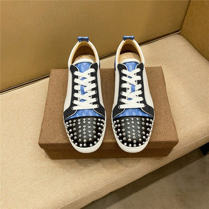 Luxury Shoes Men's Shoes Red Sole Shoes Leather Low Top Rivet Men's Shoes Casual Shoes Couple Shoes Casual Sports Shoes35-48