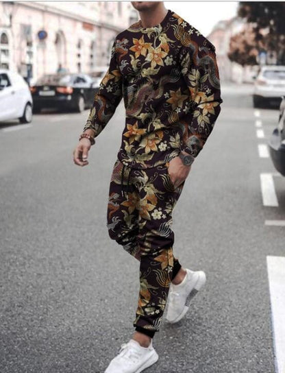 Men' s 3D SET Printed Long Sleeve Suit Men' s Sportswear Long Sleeve Men's
