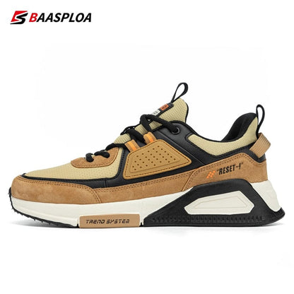 Baasploa Men Casual Waterproof Running Shoes Fashion Leather Skateboard Shoes Non-slip Wear-resistant Male Sport Shoes  New