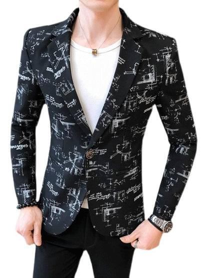New Brand Clothing Fashion Men's Spring High Quality Leisure Business Suit Male Printing Casual Blazers Jacket Plus Size S-3XL
