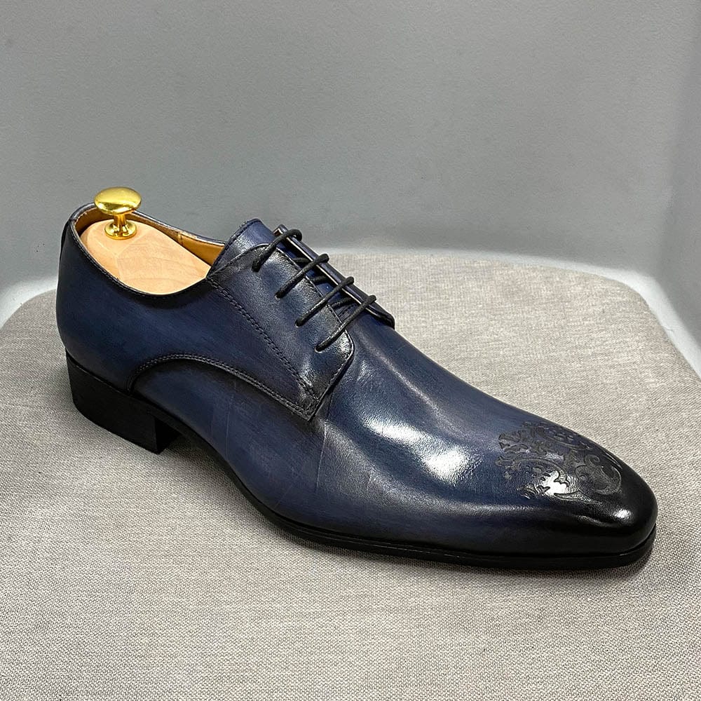 Classic Business Shoes Men Oxford Derby Genuine Leather Pointed Toe Fashion Lace Up High Quality Office Wedding Formal Shoe Male