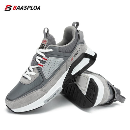 Baasploa Men Casual Waterproof Running Shoes Fashion Leather Skateboard Shoes Non-slip Wear-resistant Male Sport Shoes  New