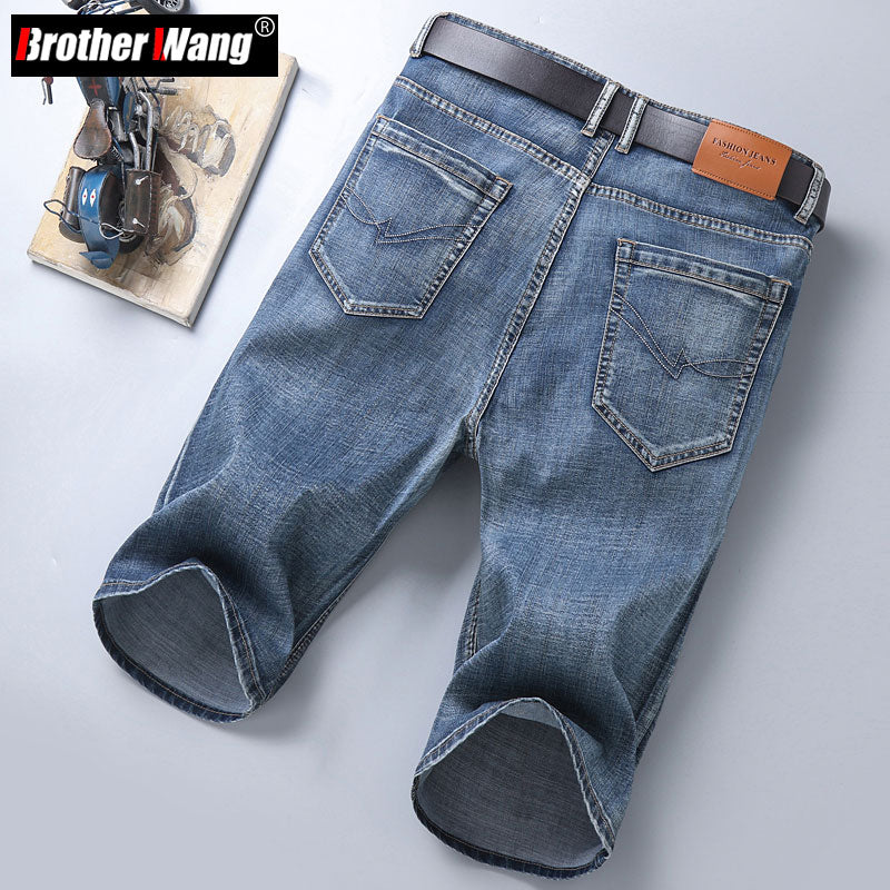 Summer New Men's Slim Fit Short Jeans Fashion Cotton Stretch Vintage Denim Shorts Grey Blue Short Pants Male Brand Clothes