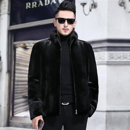 Autumn Winter New Men's Faux Mink Fur Coat Lapel Thick Warm Jackets Fashion Mens Eco-Friendly Faux Fur Coats Jackets L49
