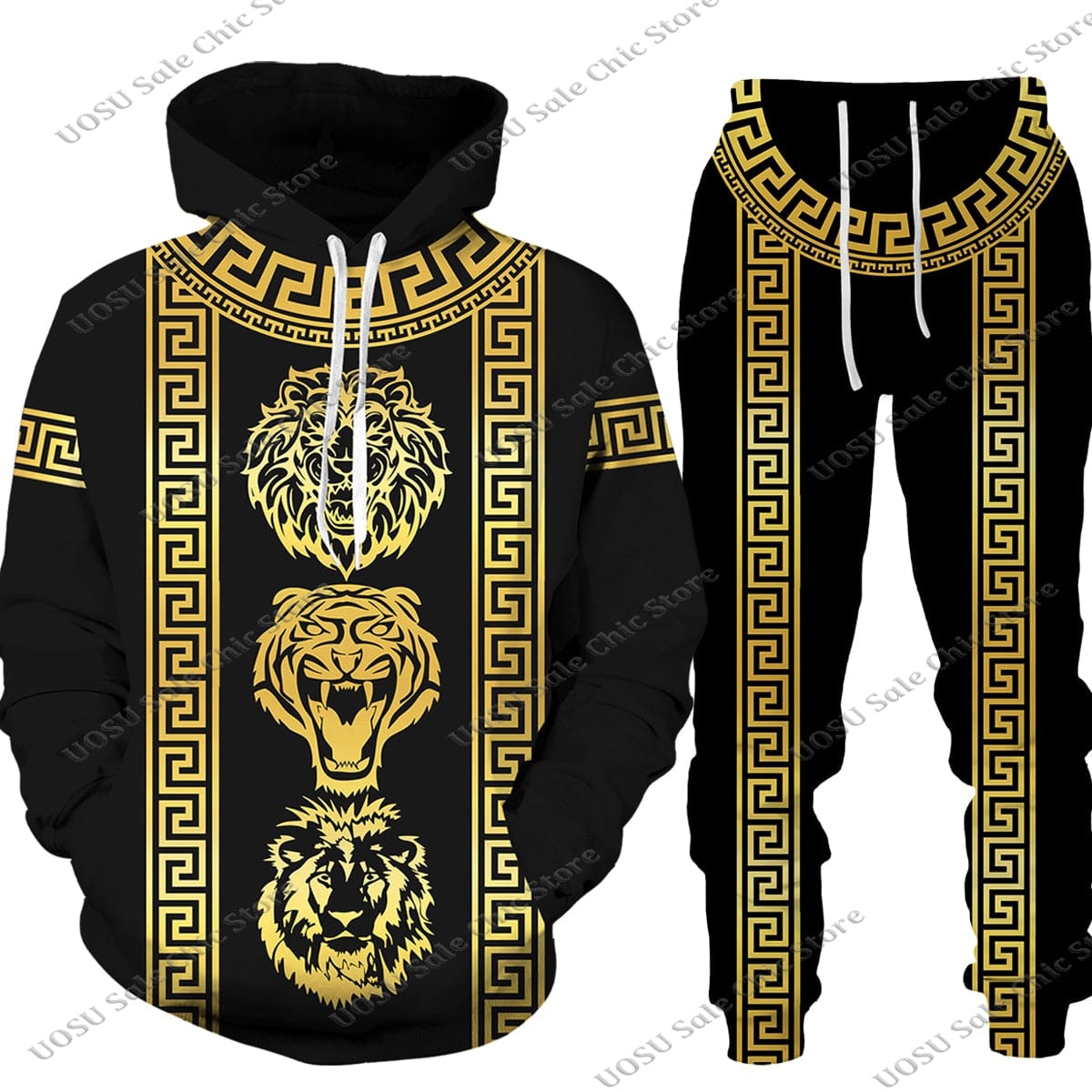 Men Women Golden Pattern Head Printed Hoodie/Trousers/Suit Graphic Oversize Hoodie Pants Tracksuit Mens Clothes Chandal