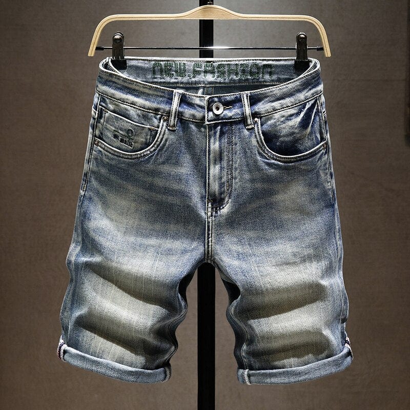 Summer New Men&#39;s Stretch Short Jeans Fashion Casual Slim Fit High Quality Elastic Denim Shorts Male Brand Clothes