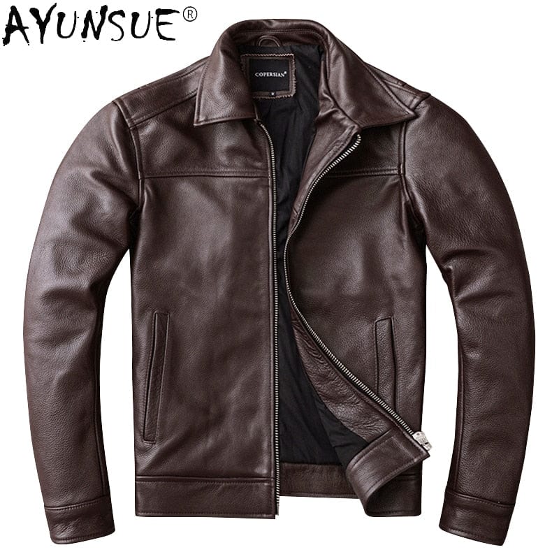 AYUNSUE Men&#39;s Real Cowhide jackets Genuine Leather Jacket Men Clothing Autumn Coat Mens Clothes jaqueta couro legítimo masculino