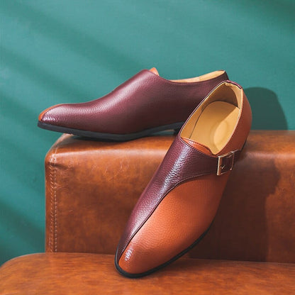 Mens Loafers Brown Buckle Casual  Mixed Colors Breathable Handmade Dress Shoes Free Shipping Zapatos De Hombre