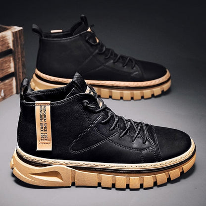 Damyuan Non-Leather Shoes Men Comfortable Sneakers Men Waterproof Non-Slip Outdoor Casual Shoes Tooling Motorcycle Boots 39-44