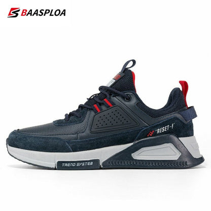 Baasploa Men Casual Waterproof Running Shoes Fashion Leather Skateboard Shoes Non-slip Wear-resistant Male Sport Shoes  New