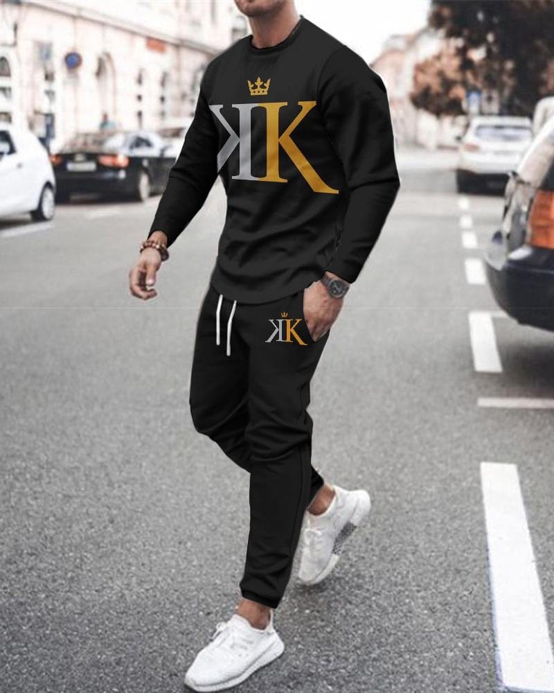 Men' s 3D SET Printed Long Sleeve Suit Men' s Sportswear Long Sleeve Men's
