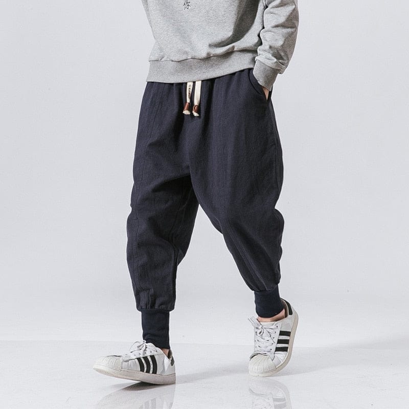 MrGB  Chinese Style Men Cotton Linen Harem Pants Streetwear Man Casual Joggers Harajuku Elastic Waist Male Oversized Trouser