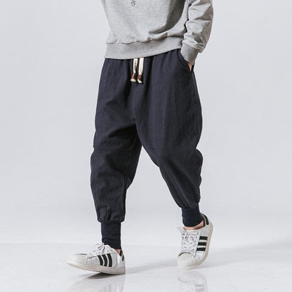 MrGB  Chinese Style Men Cotton Linen Harem Pants Streetwear Man Casual Joggers Harajuku Elastic Waist Male Oversized Trouser