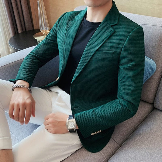 2022 Jachete de costum casual Blazer pentru bărbați Nuntă Îmbrăcăminte slim Fit Blazere supradimensionate cu un singur piept Mantoane de lux elegante coreeană