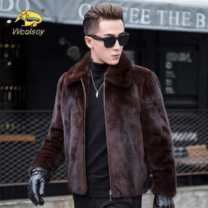 Autumn Winter New Men's Faux Mink Fur Coat Lapel Thick Warm Jackets Fashion Mens Eco-Friendly Faux Fur Coats Jackets L49