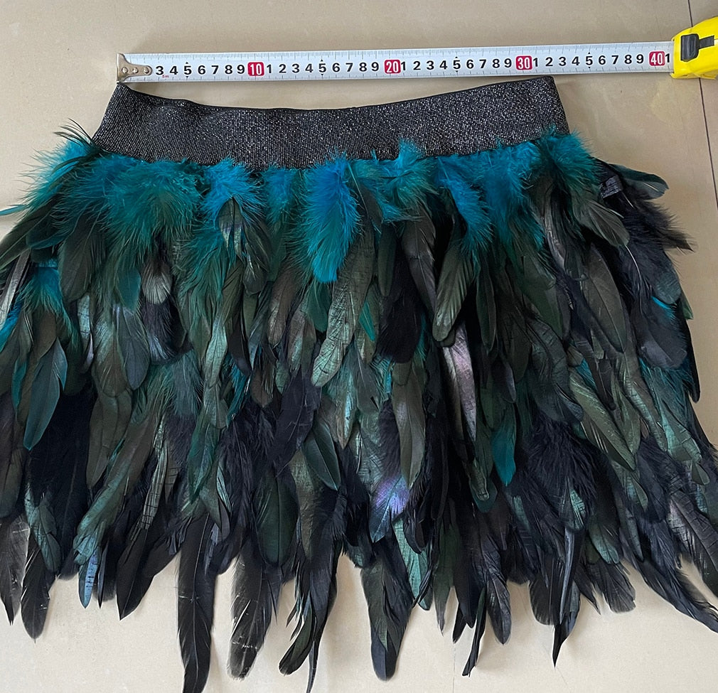 New Design Party Event Plumage Women Harajuku Sexy Lingerie Gothic Harness Garters Belt Swan Feather Skirt