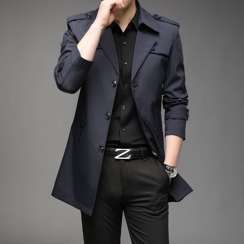 New Spring Men Trench Fashion England Style Long Trench Coats Mens Casual Outerwear Jackets Windbreaker Brand Mens Clothing 2022