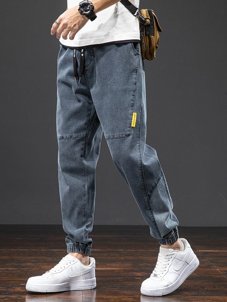 Spring Summer Solid Cotton Casual Baggy Jeans Men Denim Joggers Streetwear Harem Pants Jeans Trousers Big Size 6XL 7XL 8XL