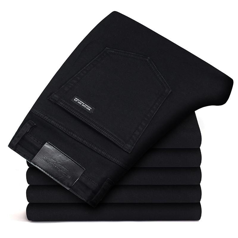 New Men's Fashion Jeans Business Casual Stretch Slim Jeans Classic Trousers Denim Pants Male Black Blue