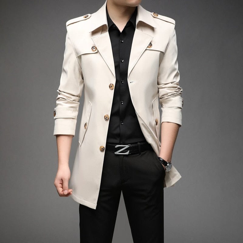 New Spring Men Trench Fashion England Style Long Trench Coats Mens Casual Outerwear Jackets Windbreaker Brand Mens Clothing 2022