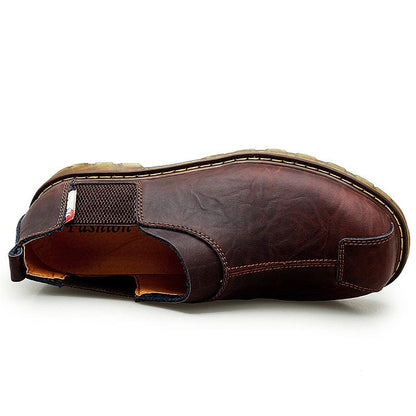 Men's Big-head Leather Shoes Fashion Genuine Leather Casual Shoes Top Quality Dress Oxford Shoes Men Flats Work Shoes Size 38-47