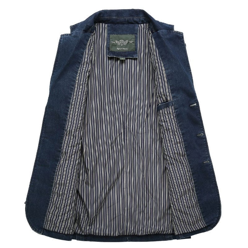 Sacou de blugi pentru bărbați, la modă, din bumbac, de costum vintage, 4XL, pentru bărbați, albastru, Jachetă de blugi, pentru bărbați, blugi, slim fit, haine de îmbrăcăminte