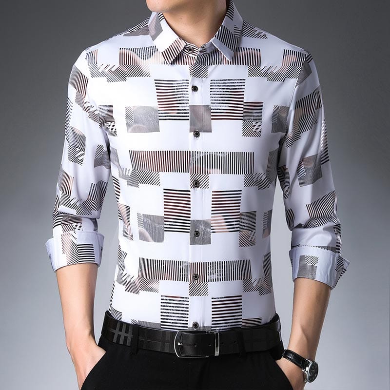 2022 Brand Casual Spring Luxury Plaid Long Sleeve Slim Fit Men Shirt Streetwear Social Dress Shirts Mens Fashions Jersey 2306