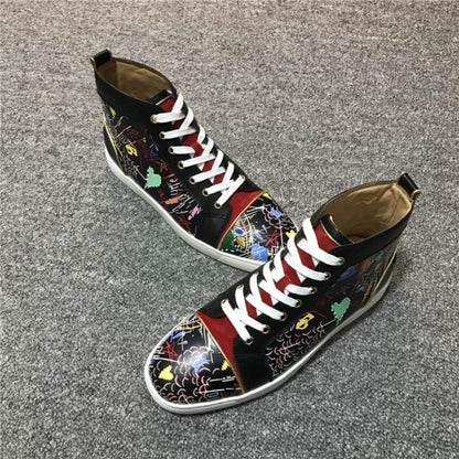 Pantofi de lux Pantofi cu fund roșu Top înalt Bărbați și femei Cupluri Trend piele Tendință de iarnă Tenisi casual