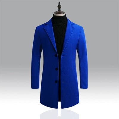 New Men's Casual Long Windbreaker Jacket / Male Solid Color Single Breasted Trench Coat Jacket