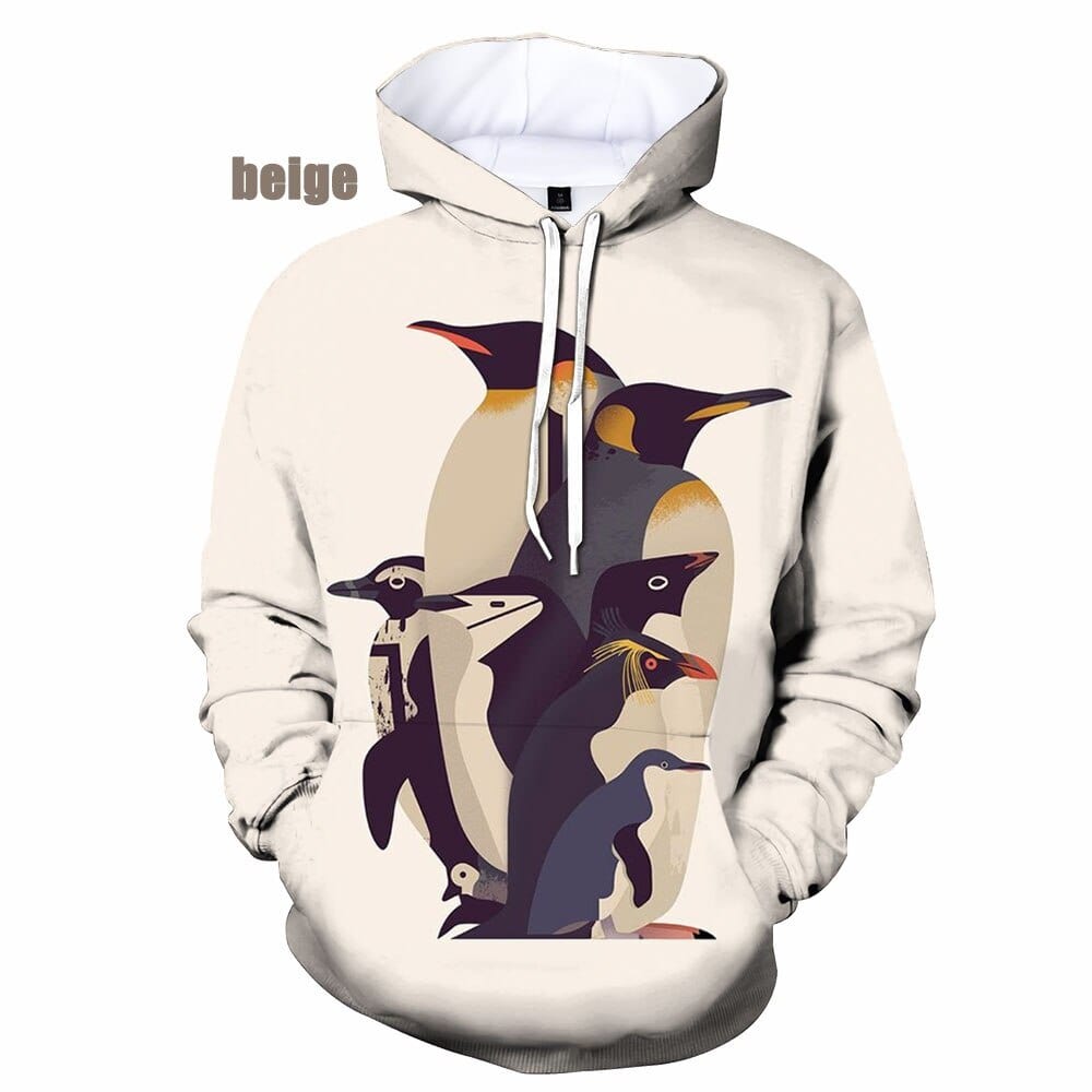 2022 Women Men New Fashion 3D Print Casual Hoodies Cute Penguin Print Pullover Sweatshirt Hoodie Size XS-5XL