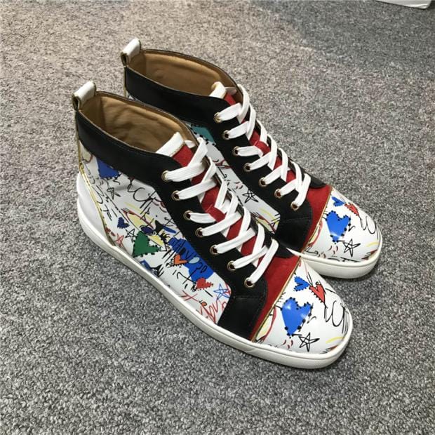 Luxury Shoes Red Bottom Shoes High Top Men and Women Couples Trend Leather Winter Fashion Casual Sneakers