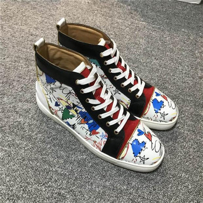 Pantofi de lux Pantofi cu fund roșu Top înalt Bărbați și femei Cupluri Trend piele Tendință de iarnă Tenisi casual