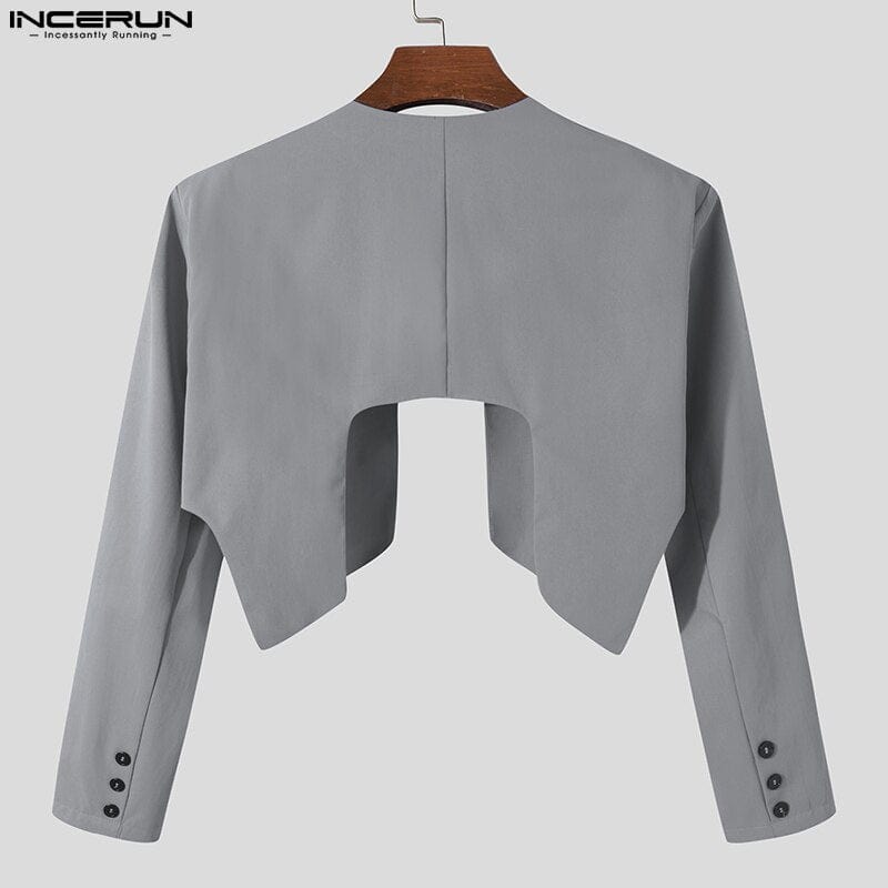 Fashion Men Blazer Solid Color Open Stitch Long Sleeve Streetwear Irregular Thin Suits Men 2022 Casual Crop Coats S-5XL INCERUN