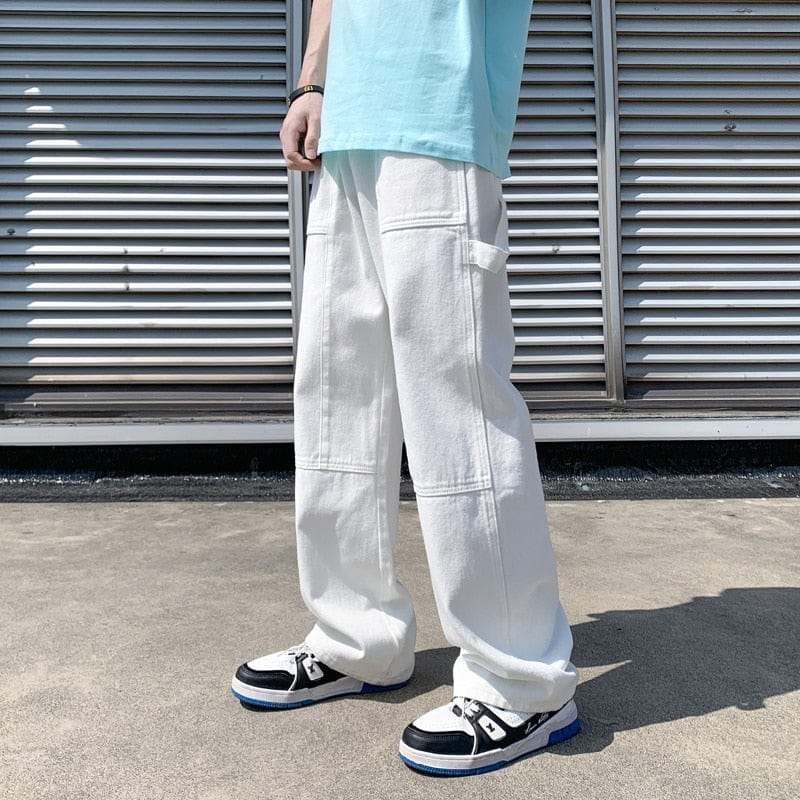 LAPPSTER Men Patchwork Baggy Casual Jeans Pants  Mens Y2k Japanese Streetwear Denim Trousers Male Vintage Kpop Fashion Jeans