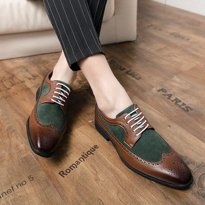 High Quality Men's Dress Leather Shoes Lace up Casual Shoes Men Dress Shoes Brogue Shoes Vintage Classic Business Wedding Shoes