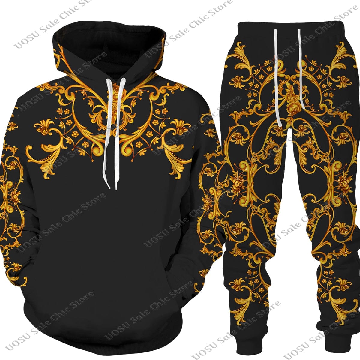 Men Women Golden Pattern Head Printed Hoodie/Trousers/Suit Graphic Oversize Hoodie Pants Tracksuit Mens Clothes Chandal