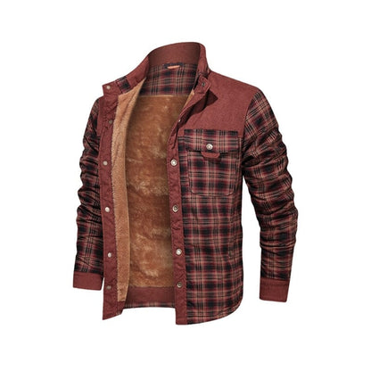 Fannel Shirt Style Jacket Autumn Winter Men's Warm Cotton Outwear Fleece Thick Daily Leisure Multiple Pockets Coat