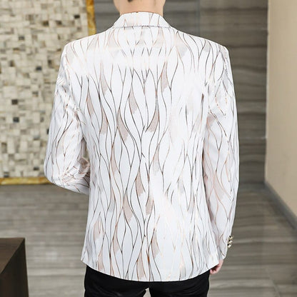New Black Bronzing Men Blazers Slim Fit Business Casual Suit Jacket Streetwear Social Wedding Dress Coat Costume Homme
