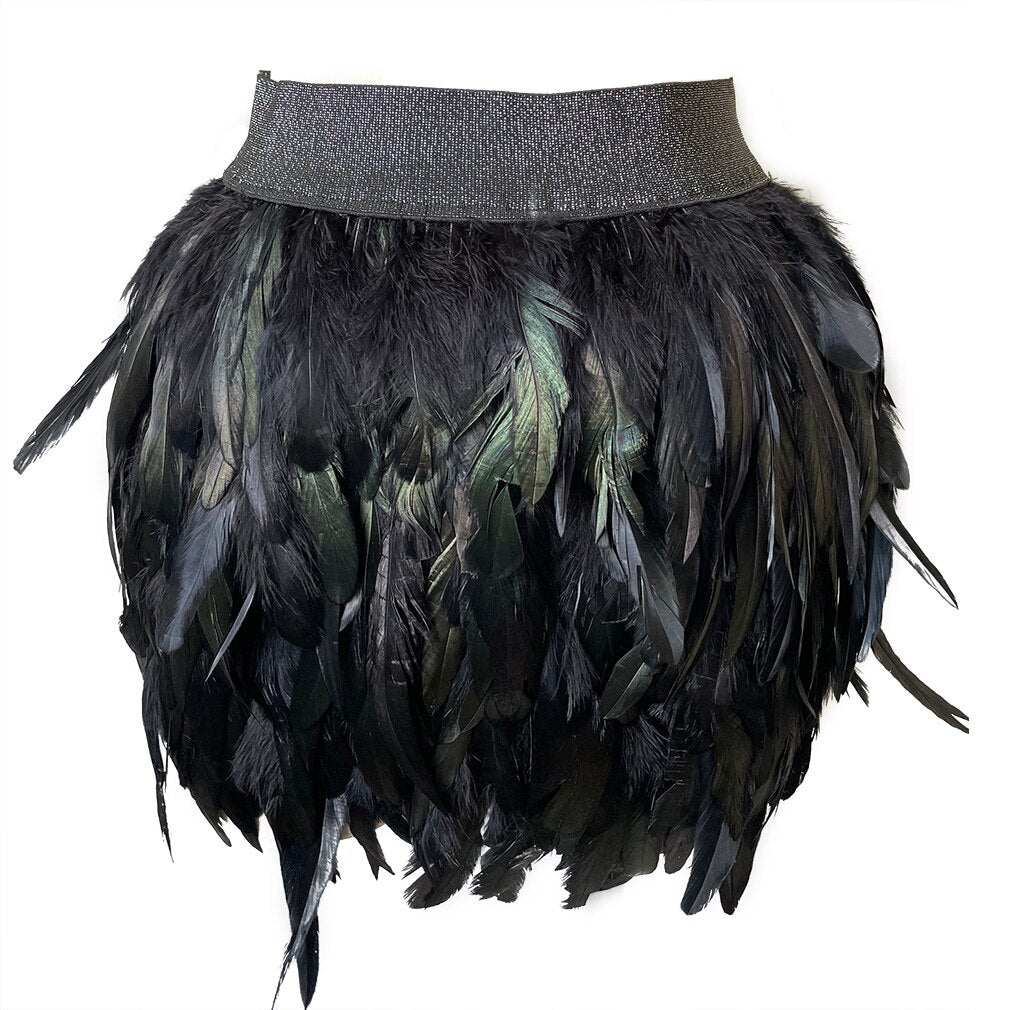 New Design Party Event Plumage Women Harajuku Sexy Lingerie Gothic Harness Garters Belt Swan Feather Skirt