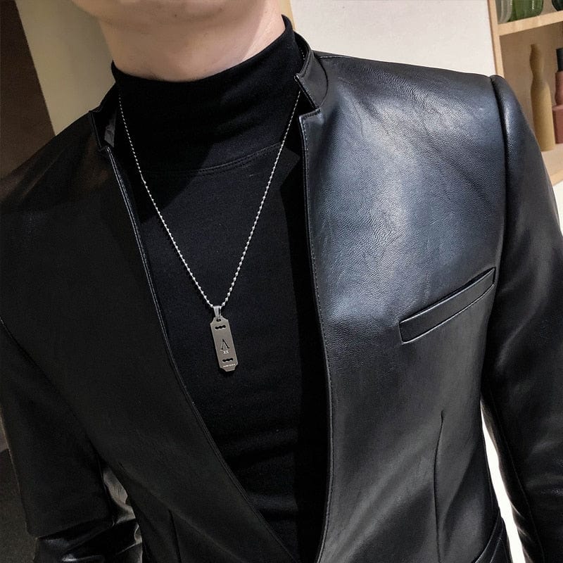 2022 Brand Clothing Fashion Men&#39;s High Quality Casual Leather Jacket Male Slim Fit Business Leather Suit Coats/Man Blazers 4XL