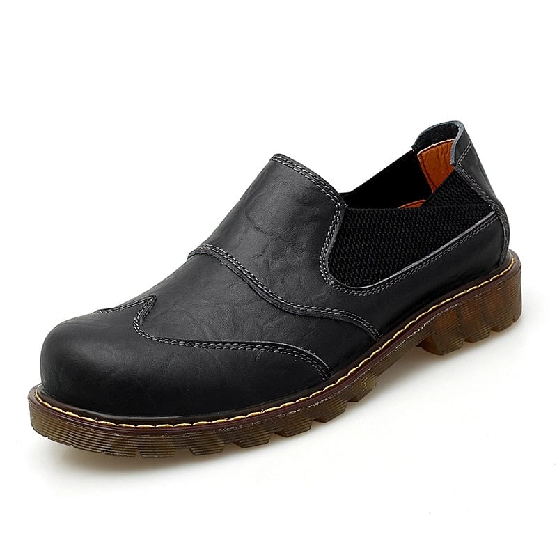 Men&#39;s Big-head Leather Shoes Fashion Genuine Leather Casual Shoes Top Quality Dress Oxford Shoes Men Flats Work Shoes Size 38-47