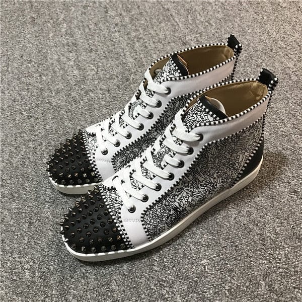 2022 New high-top shoes leather rivets red bottom trend all-match couple casual sneakers