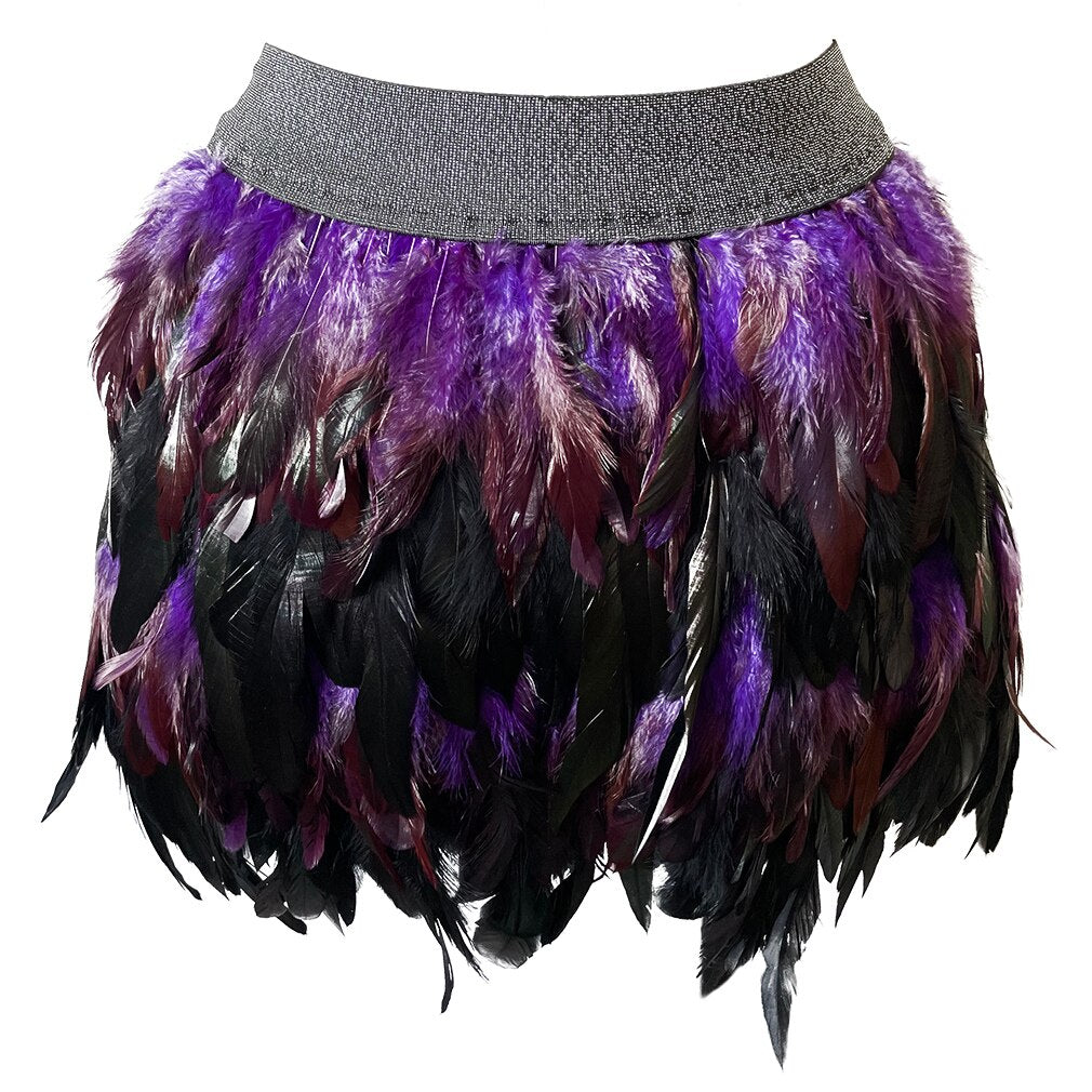 New Design Party Event Plumage Women Harajuku Sexy Lingerie Gothic Harness Garters Belt Swan Feather Skirt