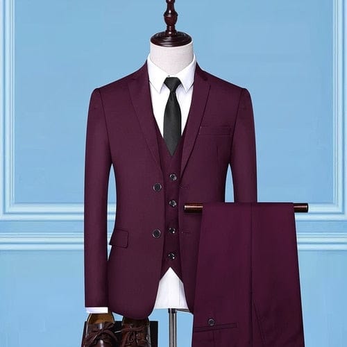 Formal Business Wedding 3 Pieces Suit Set / Male 2022 Blazers Jacket Pants Vest Trousers Dress Waistcoat