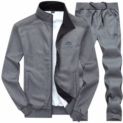 New Men Sets Fashion Sporting Suit Warm Embroidery Zipper Sweatshirt +Sweatpants Men Clothing 2 Pieces Sets Slim Tracksuit