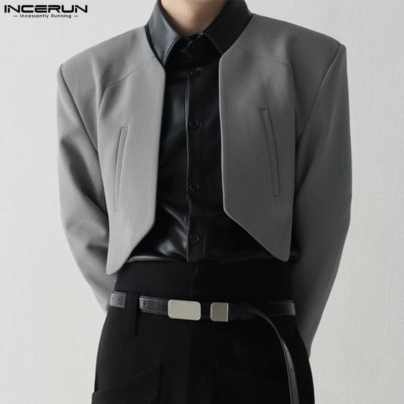 Fashion Men Blazer Solid Color Open Stitch Long Sleeve Streetwear Irregular Thin Suits Men 2022 Casual Crop Coats S-5XL INCERUN