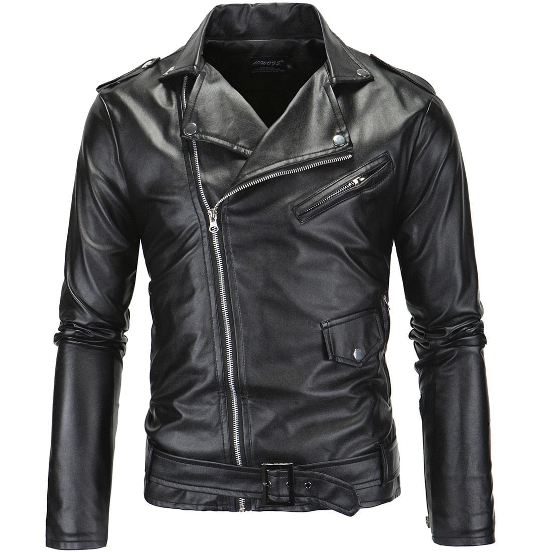 Mens Leather Jackets 2023 New White Black Casual Lapel Slim Fit Diagonal Zipper Motorcycle PU Leather Jacket Coat Mens Clothing