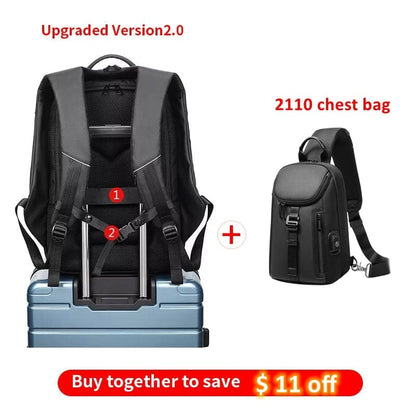 EURCOOL 17 Inch Laptop Backpack For Men Waterproof Functional with USB Charging Backpacks Male Business Men's Rucksack Mochila